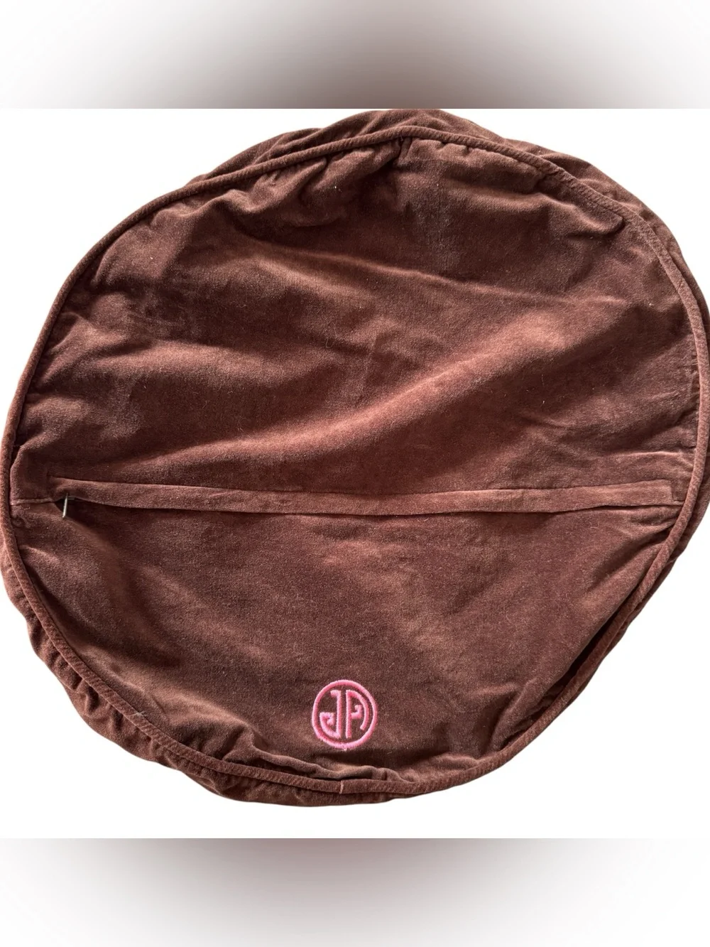 Jonathan Adler Wool & Cotton Needlepoint Peace Sign Round Accent Pillow Cover